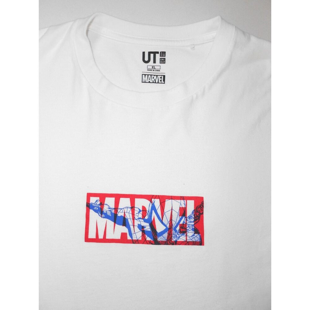 Uniqlo 100% Cotton Marvel Spider-Man Graphic Tee White T-Shirt Men's XL